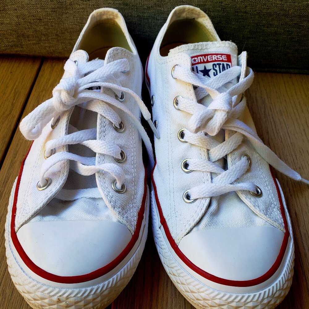 EUC CTAS Converse vintage old school optic white canvas (3Y) KICKS